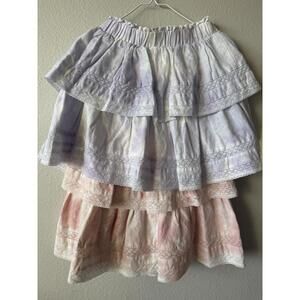 2 C&V Chelsea &‎ Violet Skirt Bundle S Tie-Dye Pink Purple Linen Lace Tiered